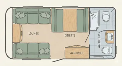 Elddis Xplore floor plan - day mode