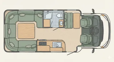 Auto-Trail F-Line F60 floor plan - day mode